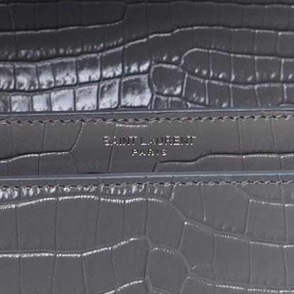 Saint Laurent Calfskin Crocodile Embossed Medium Monogram Sunset Fog 5 of 5