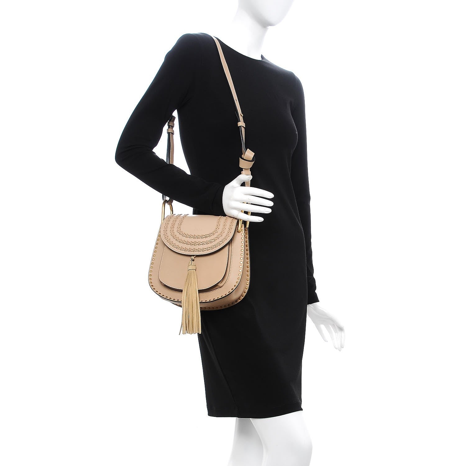 Chloe Calfskin Braided Small Hudson Shoulder Bag Pearl Beige 2 of 7