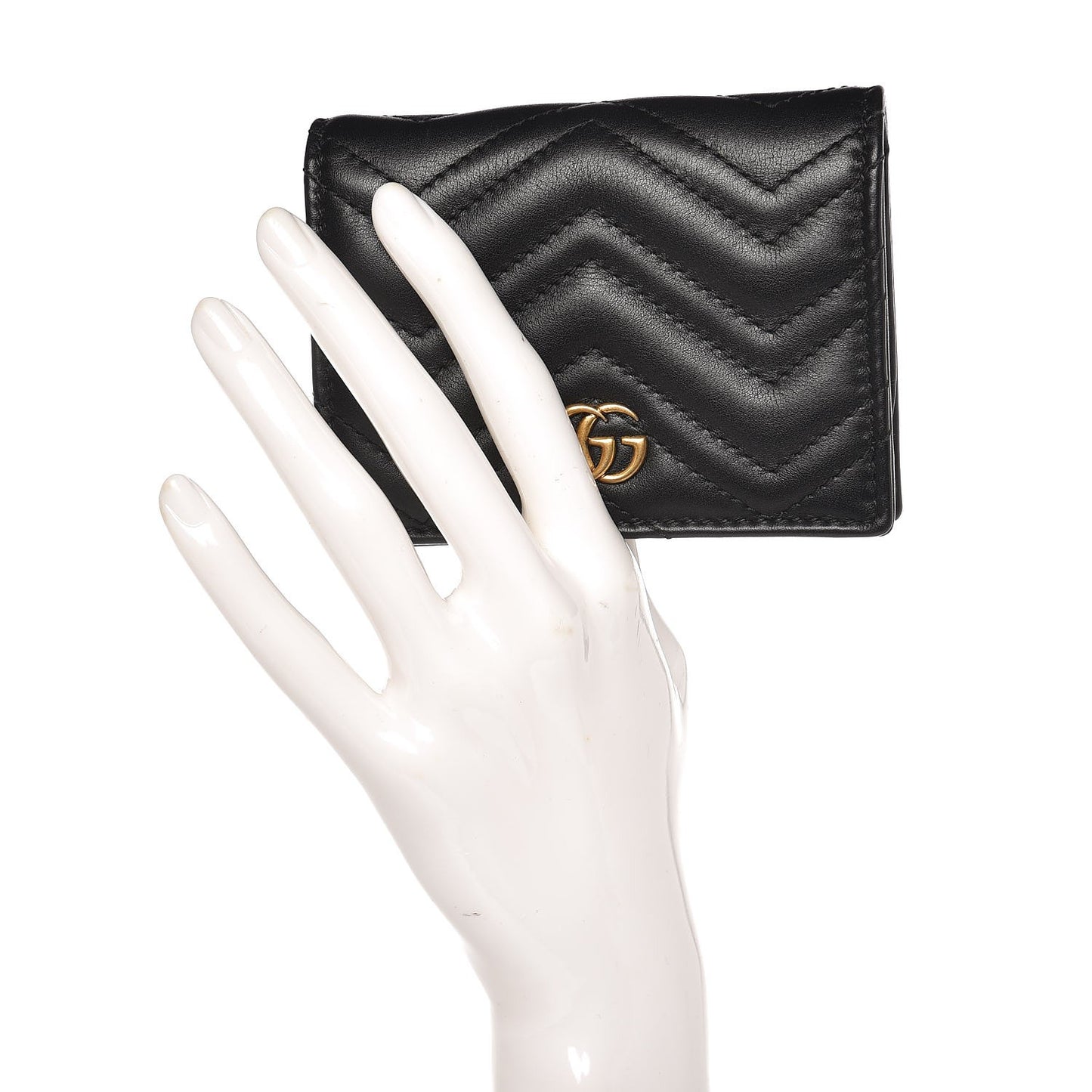 Calfskin Matelasse GG Marmont Card Case Wallet Black