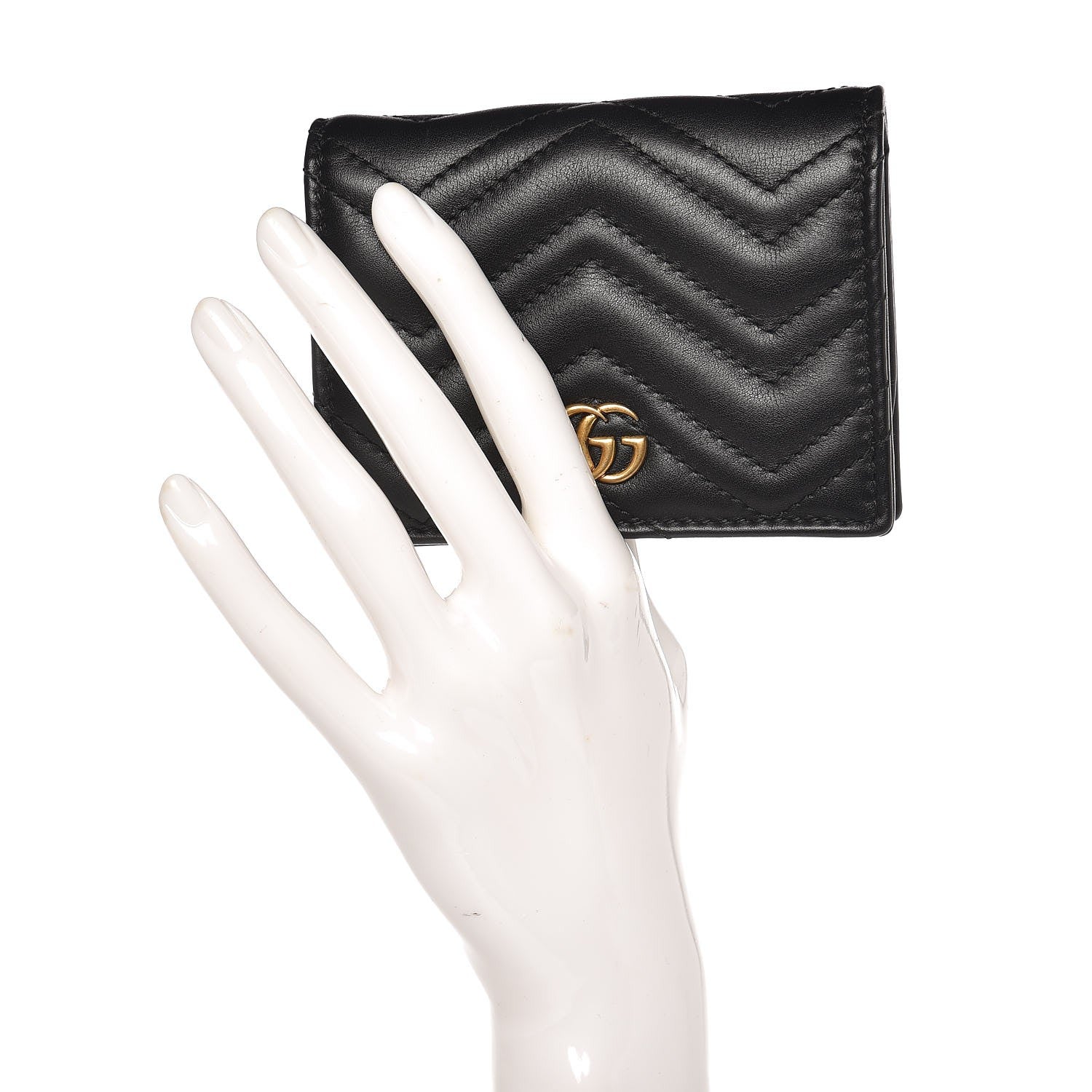 Gucci Calfskin Matelasse GG Marmont Card Case Wallet Black 2 of 7