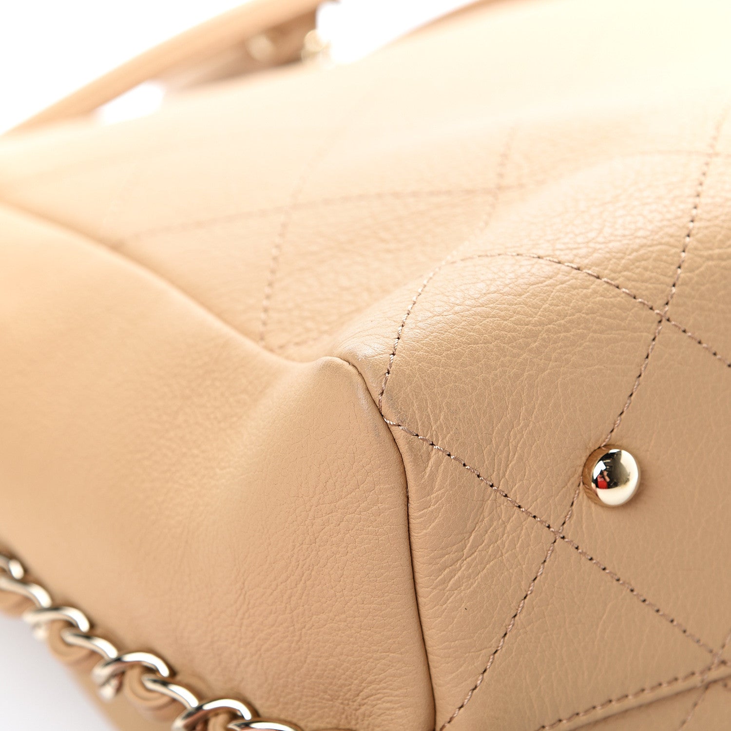 Chanel Bullskin Stitched Medium Shopping Bag Beige 13 of 13
