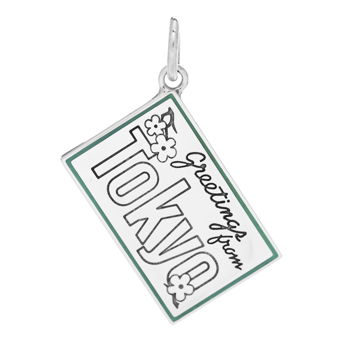 Sterling Silver Enamel Tokyo Postcard Charm Blue