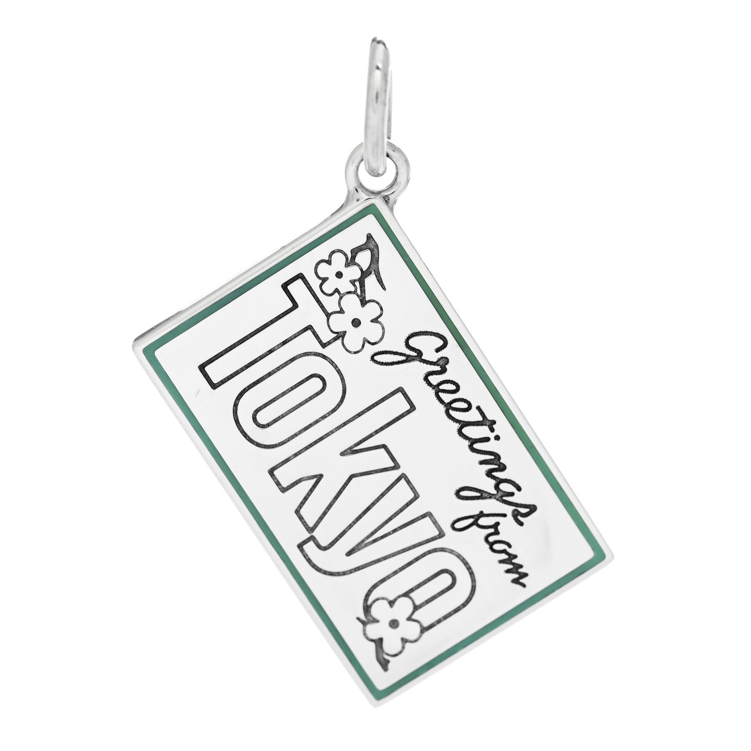 Tiffany Sterling Silver Enamel Tokyo Postcard Charm Blue 1 of 5