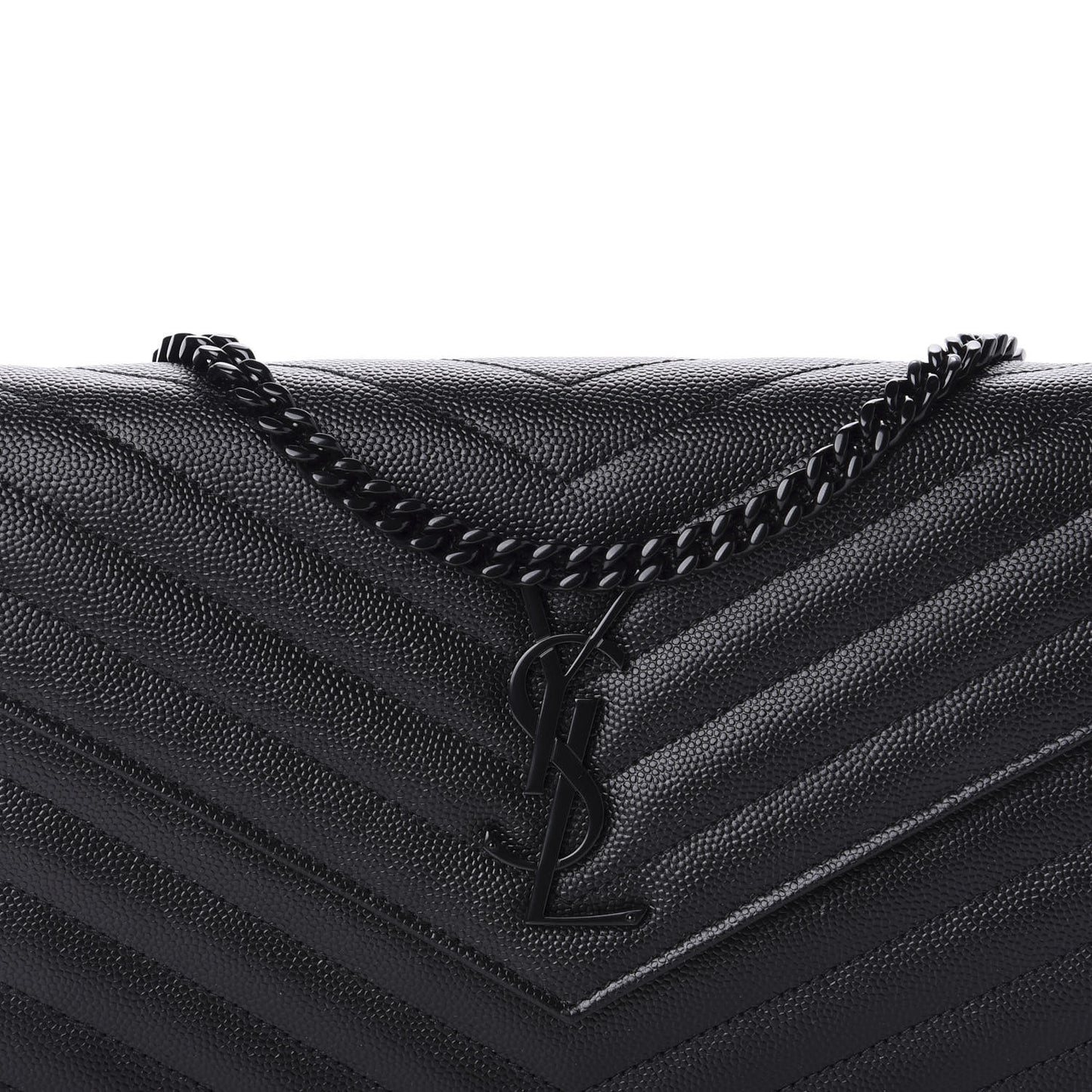 Grain De Poudre Matelasse Chevron Monogram Chain Wallet Black
