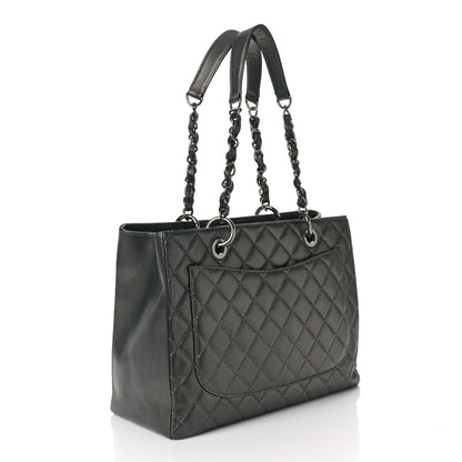 Chanel Metallic Caviar Quilted Grand Shopping Tote GST Dark Silver 3 of 9