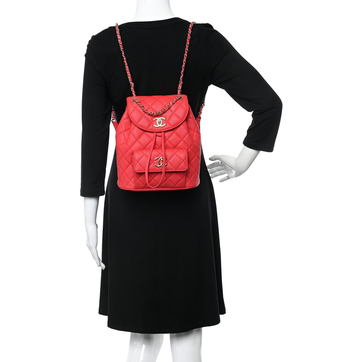 Caviar Quilted Backpack Bag Red
