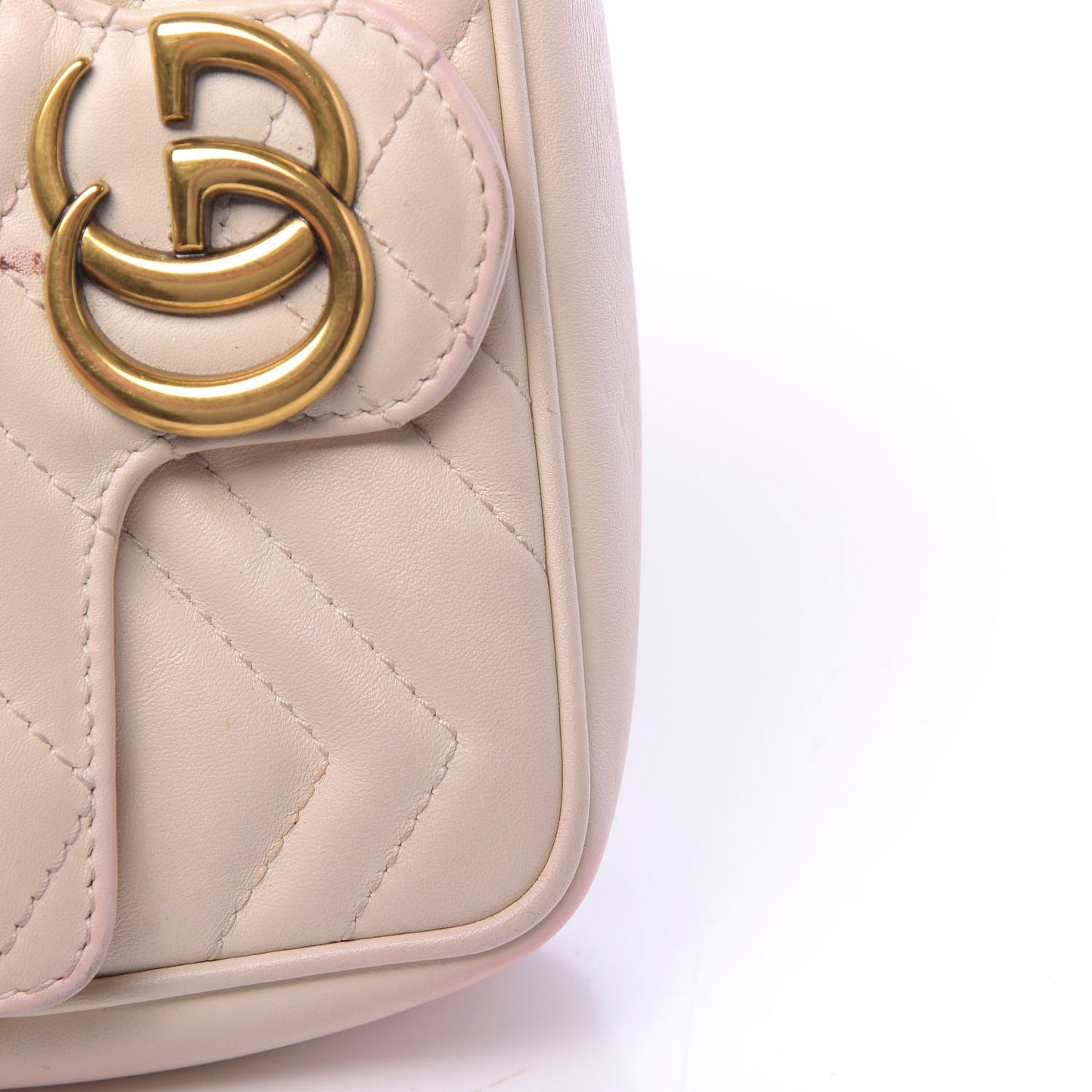 Calfskin Matelasse Super Mini GG Marmont Shoulder Bag White