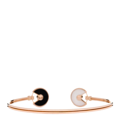 Cartier 18K Pink Gold Diamond Black Onyx Mother of Pearl Amulette de Cartier Cuff Bracelet 2 of 5