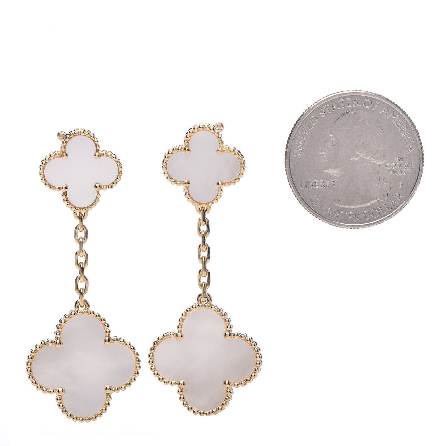 18K Yellow Gold Mother of Pearl 2 Motifs Magic Alhambra Earrings