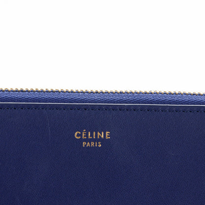 Celine Lambskin Large Zip Around Multifunction Wallet Indigo Tan 6 of 9