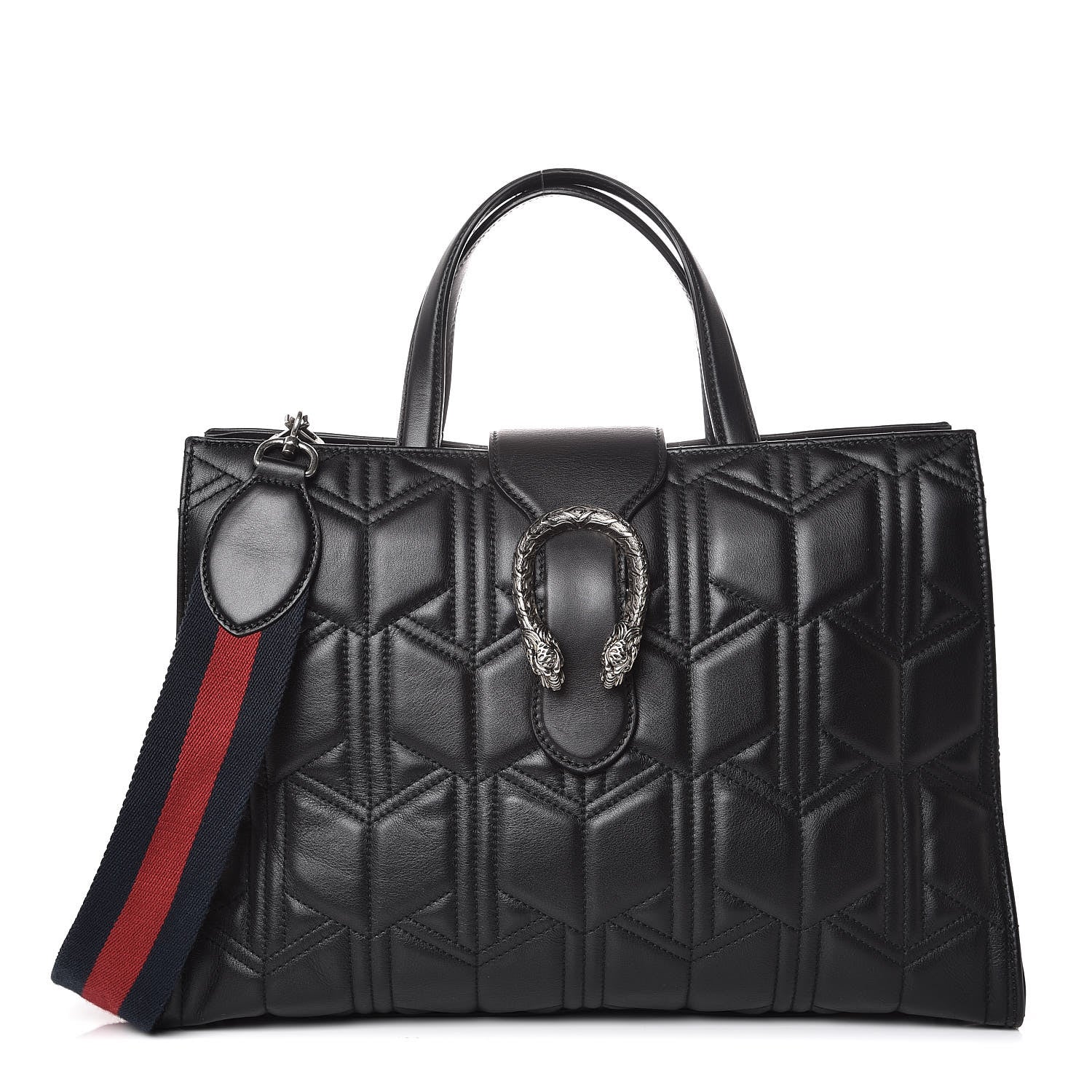 Gucci Calfskin Web Quilted Large Dionysus Tote Bag Black 1 of 14