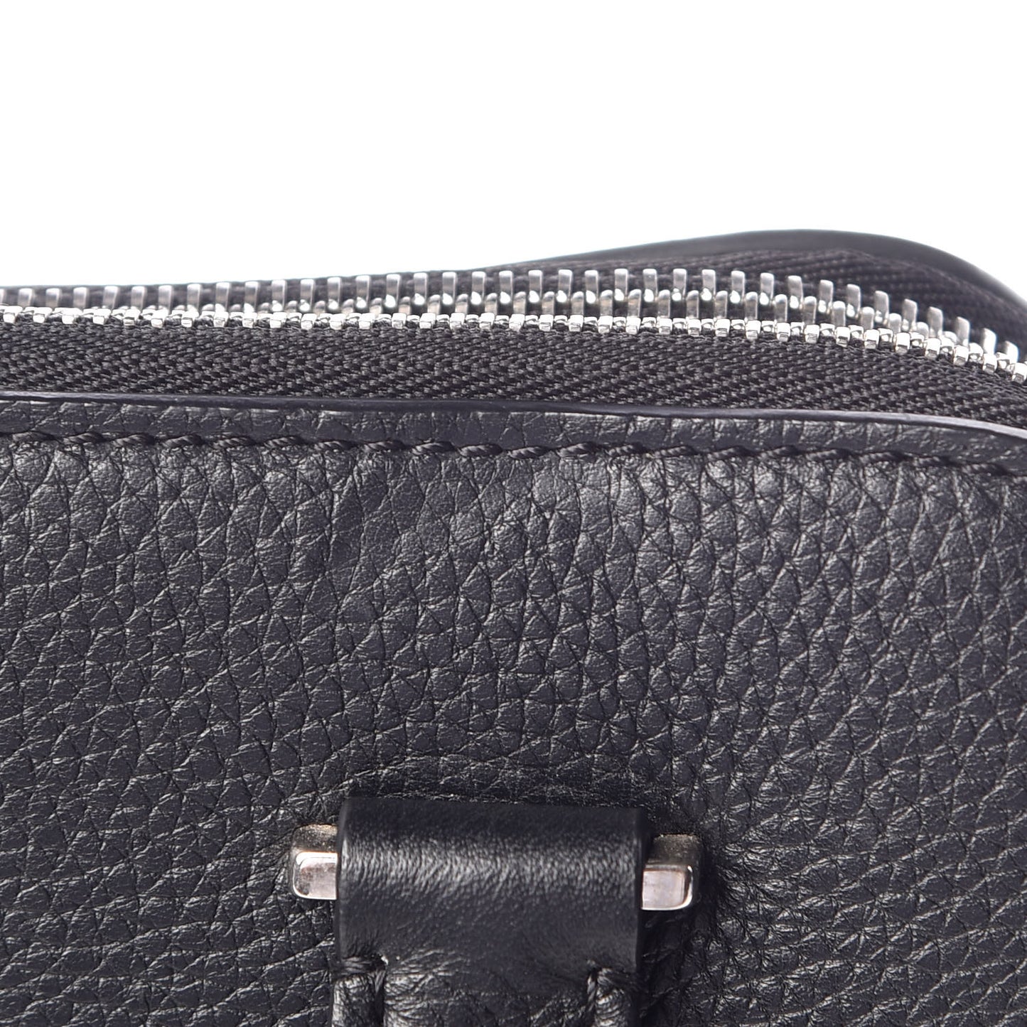 Drummed Calfskin Suede Double Zip Trapeze Black