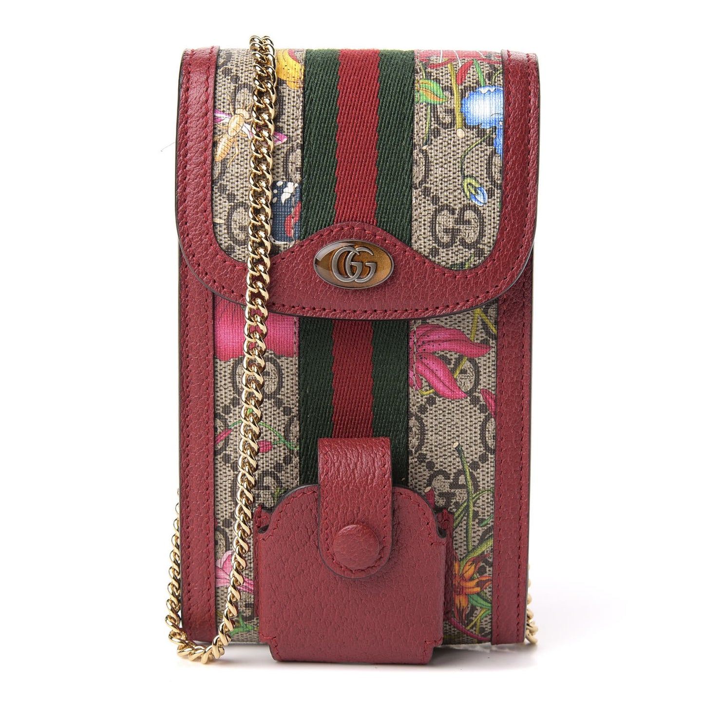 GG Supreme Monogram Flora Ophidia Phone Case Crossbody Red