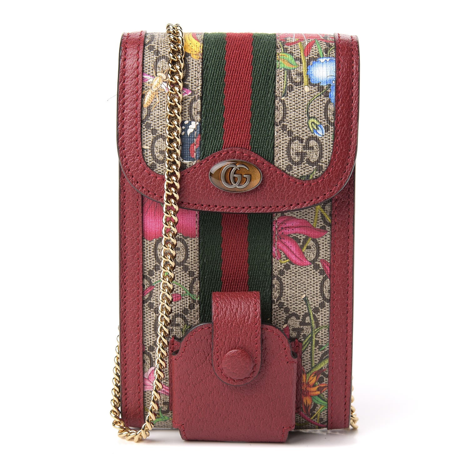 Gucci GG Supreme Monogram Flora Ophidia Phone Case Crossbody Red 1 of 6