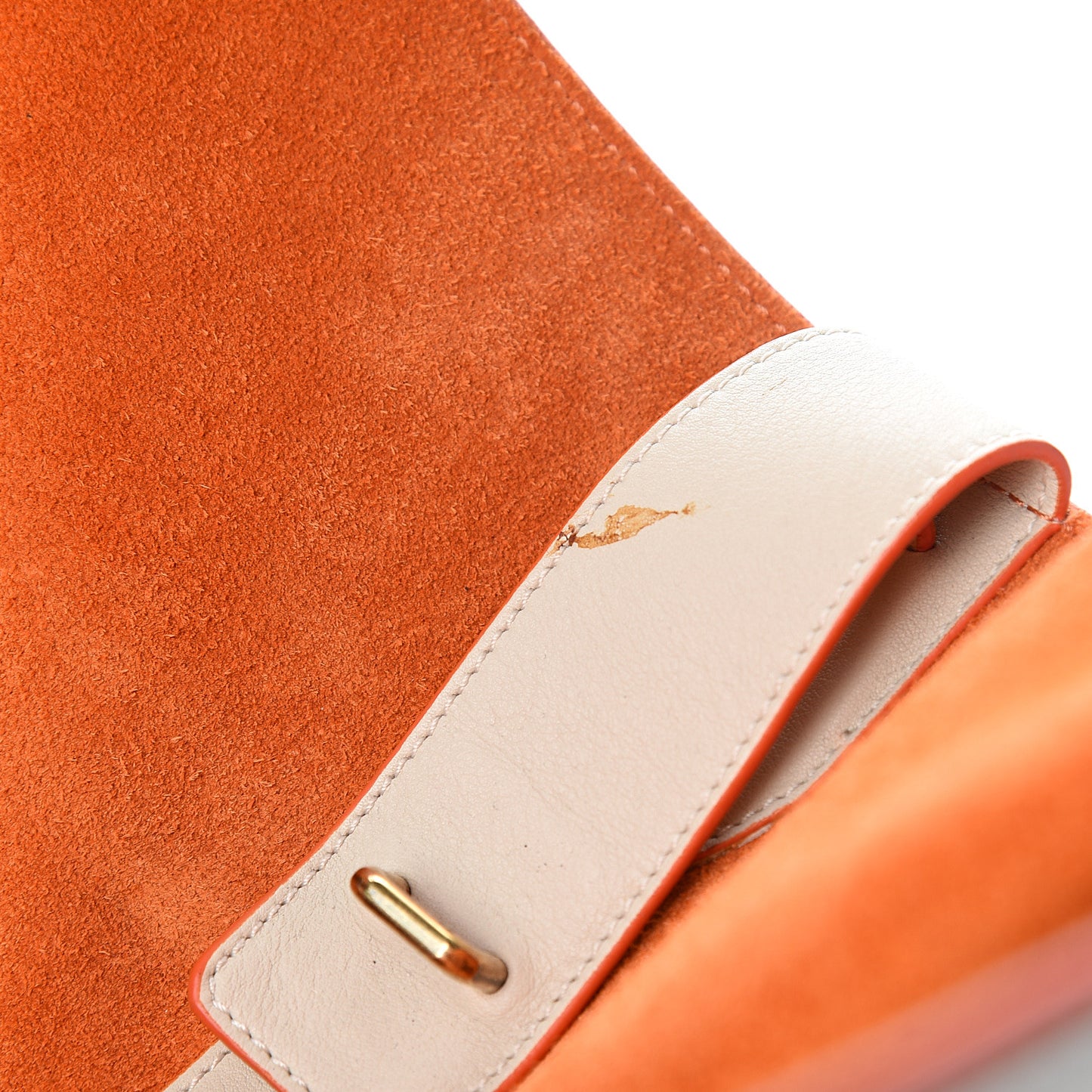 Smooth Calfskin Medium Phantom Luggage Chalk Orange Trim