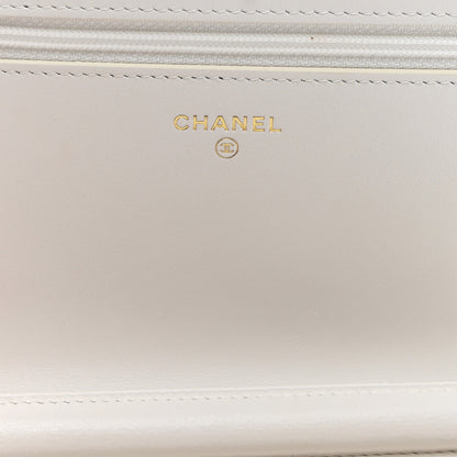 Chanel Caviar Quilted Boy Wallet On Chain WOC White 6 of 13
