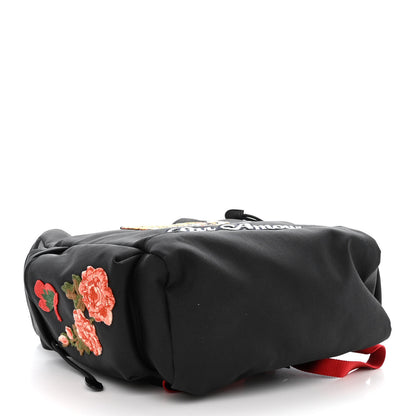 Gucci Techno Canvas Web L'Aveugle Par Amour Embroidered Double Buckle Backpack Black 5 of 11