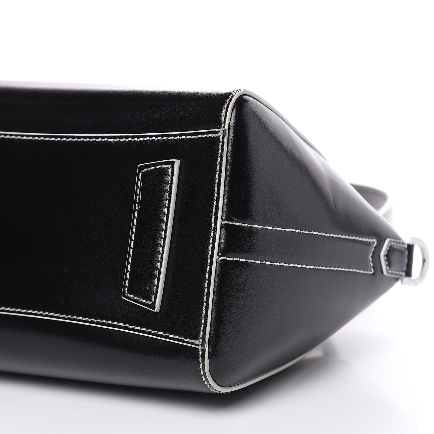 Calfskin Contrast Topstitch Small Antigona Black White