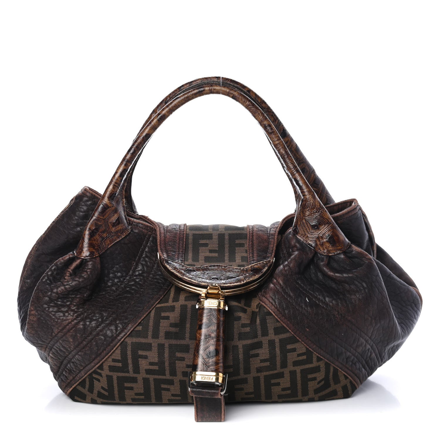 Fendi Zucca Nappa Nuvolata Vitello Tortuga Spy Tobacco Moro 1 of 4