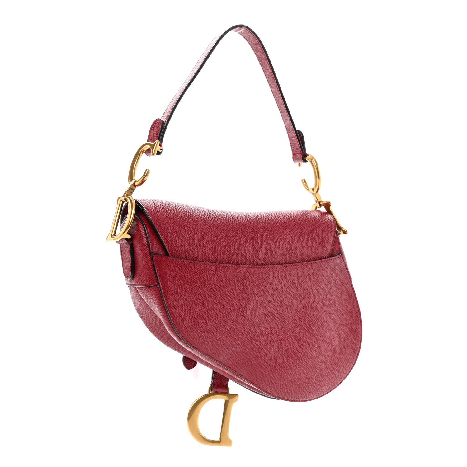 Christian Dior Grained Calfskin Saddle Bag Red 3 of 14