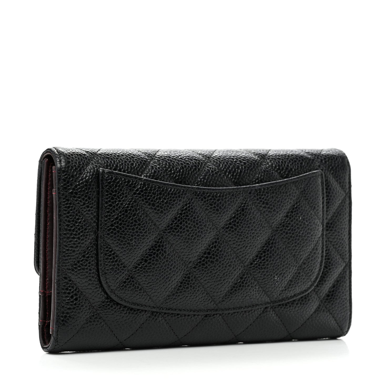 Caviar Quilted Large Flap Wallet Black