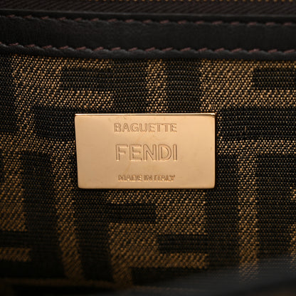 Fendi Fabric Jacquard FF 1974 Medium Baguette Tobacco Moro Black 6 of 12