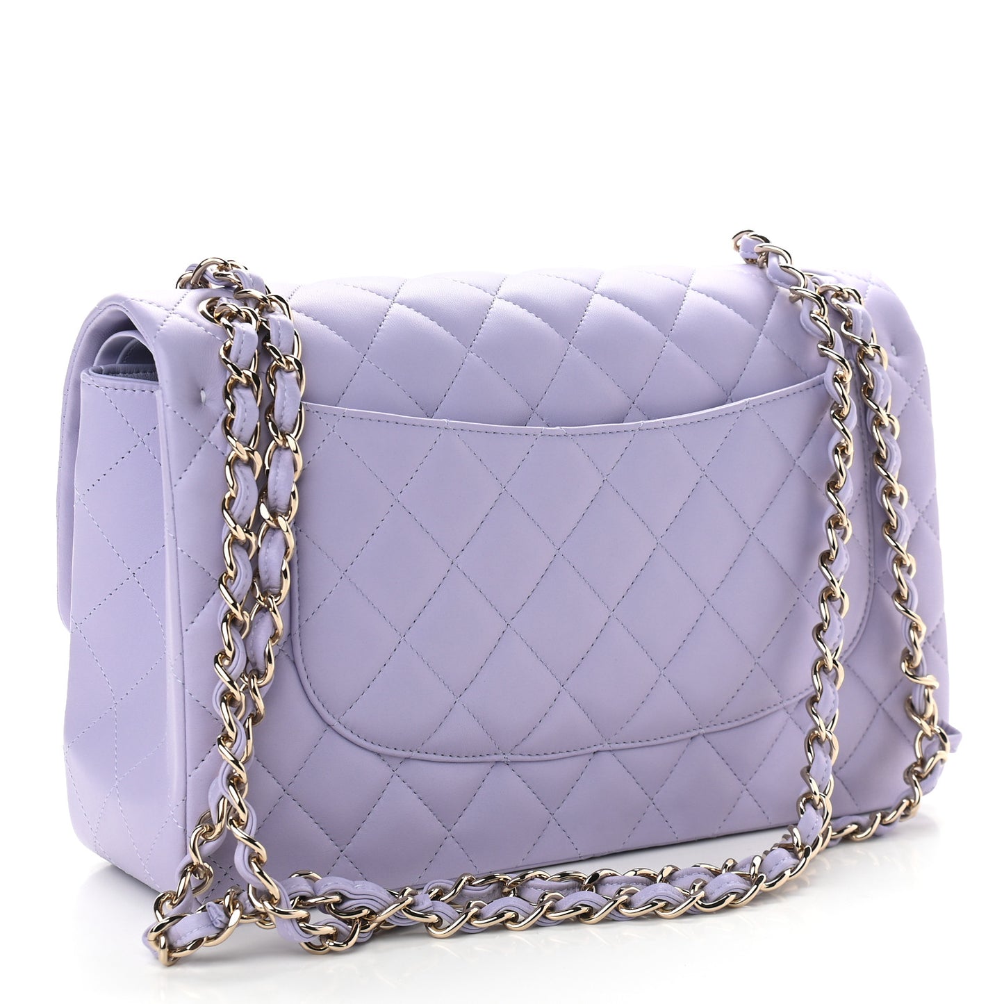 Lambskin Quilted Jumbo Double Flap Light Purple