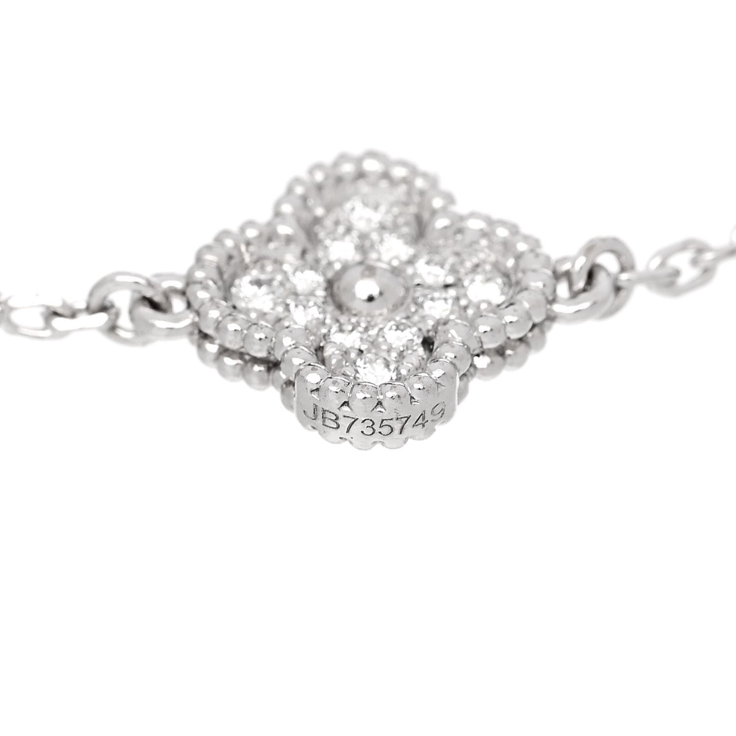 Van Cleef & Arpels 18K White Gold Diamond 6 Motifs Sweet Alhambra Bracelet 4 of 5