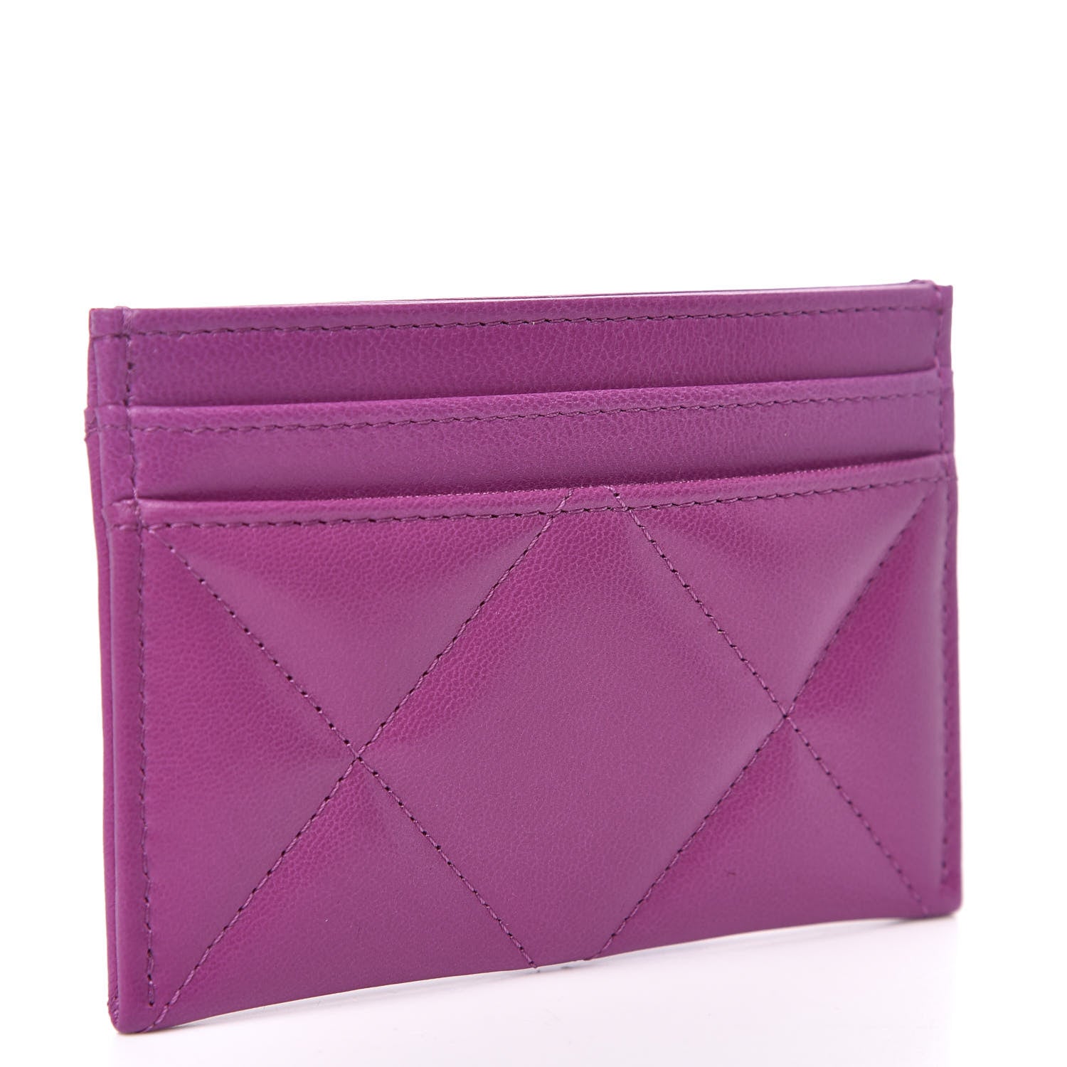Chanel Shiny Goatskin Quilted 19 Card Holder Purple 3 of 9