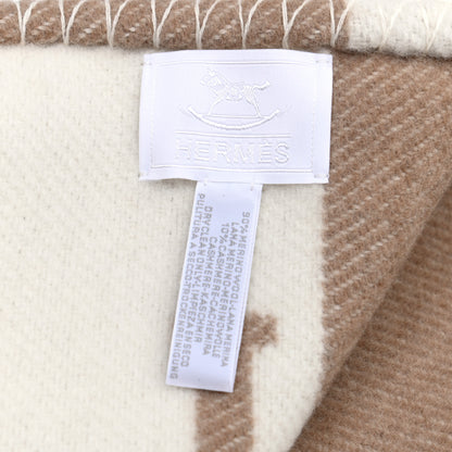 Hermes Wool Cashmere Avalon Blanket Ecru Camel 6 of 6