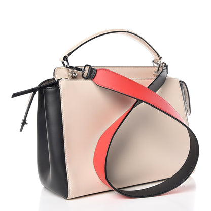 Fendi Vitello Baltico Shiny Nappa Lace Up DotCom Satchel Camelia Black Multicolor 4 of 15