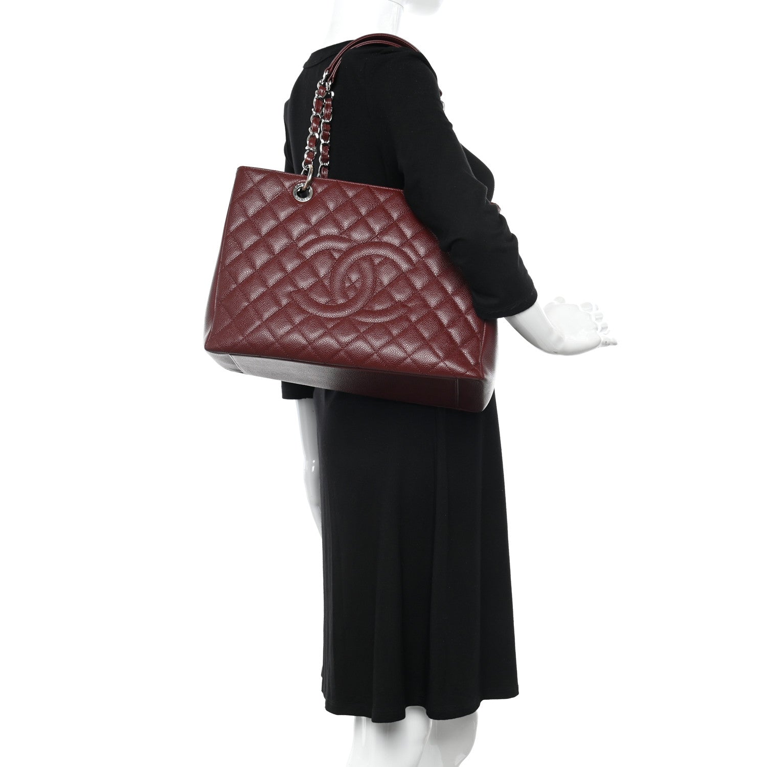 Chanel Caviar Quilted Grand Shopping Tote GST Dark Burgundy 2 of 10