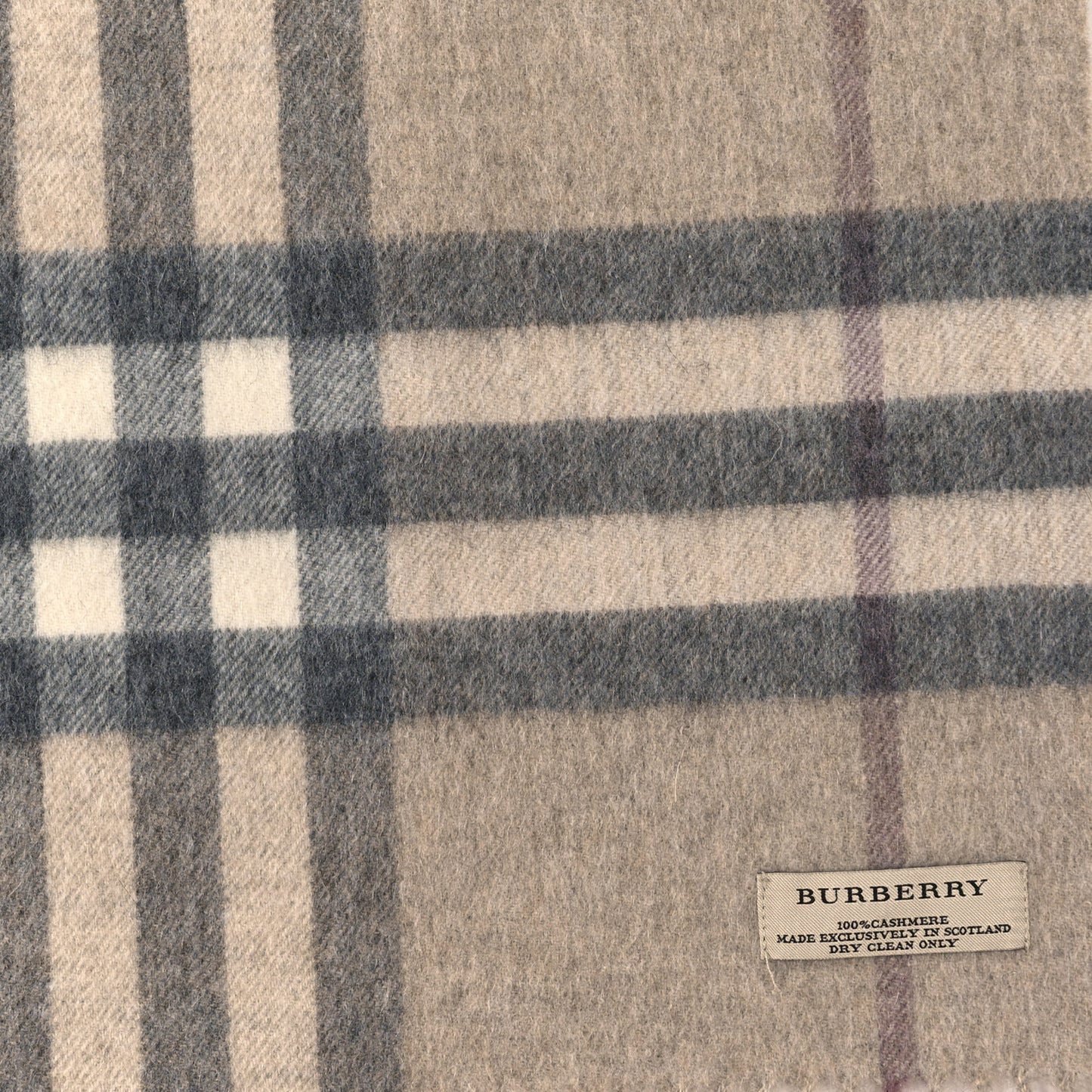 Wool Cashmere House Check Fringe Scarf