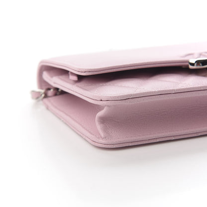 Chanel Grained Calfskin Quilted CC Box Wallet On Chain WOC Light Pink 8 of 9