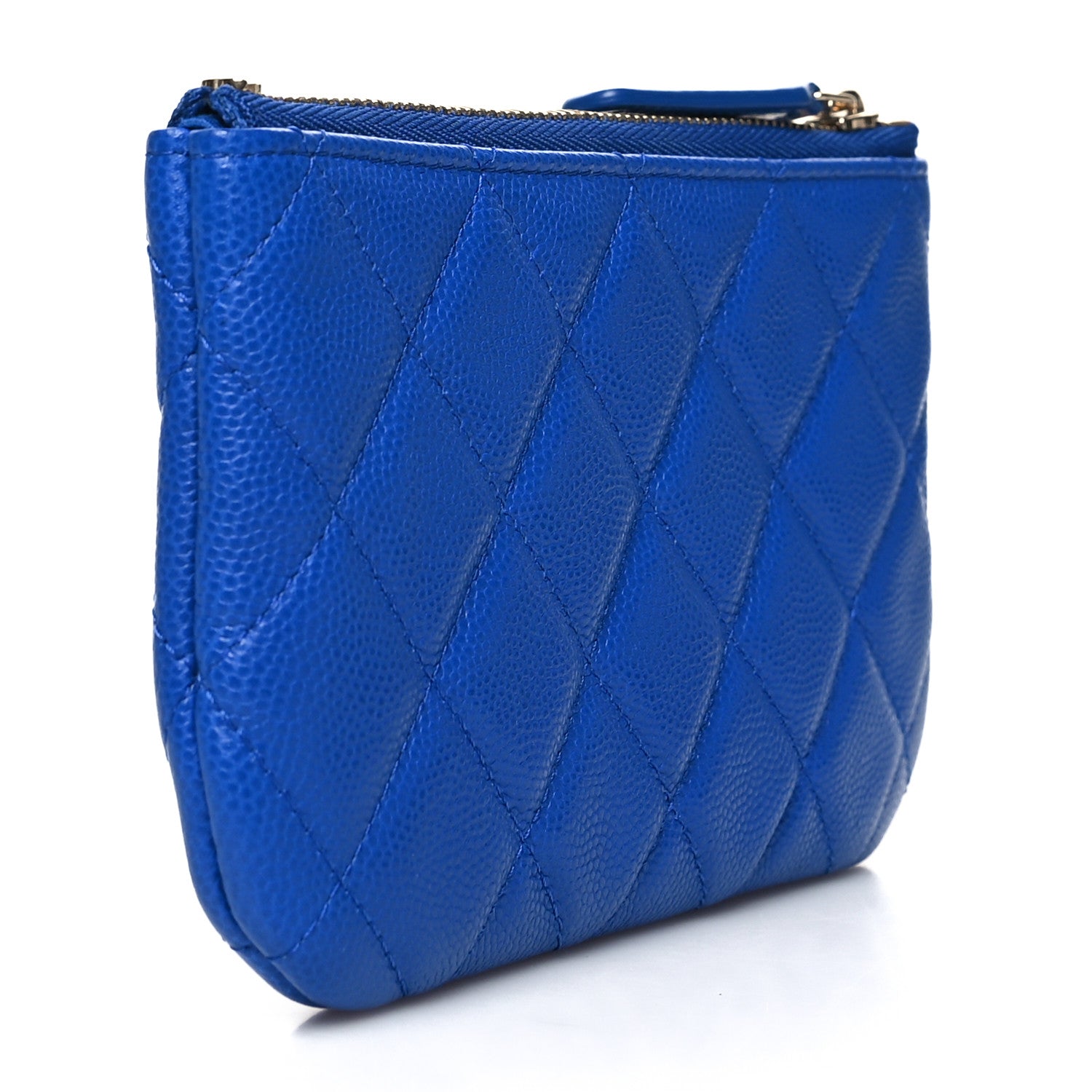 Chanel Caviar Quilted Small Cosmetic Case Blue 3 of 11