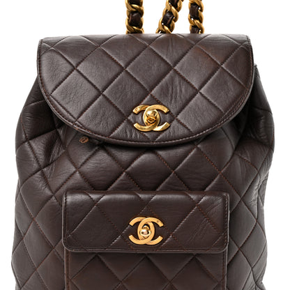 Chanel Lambskin Quilted Drawstring Backpack Brown 8 of 11