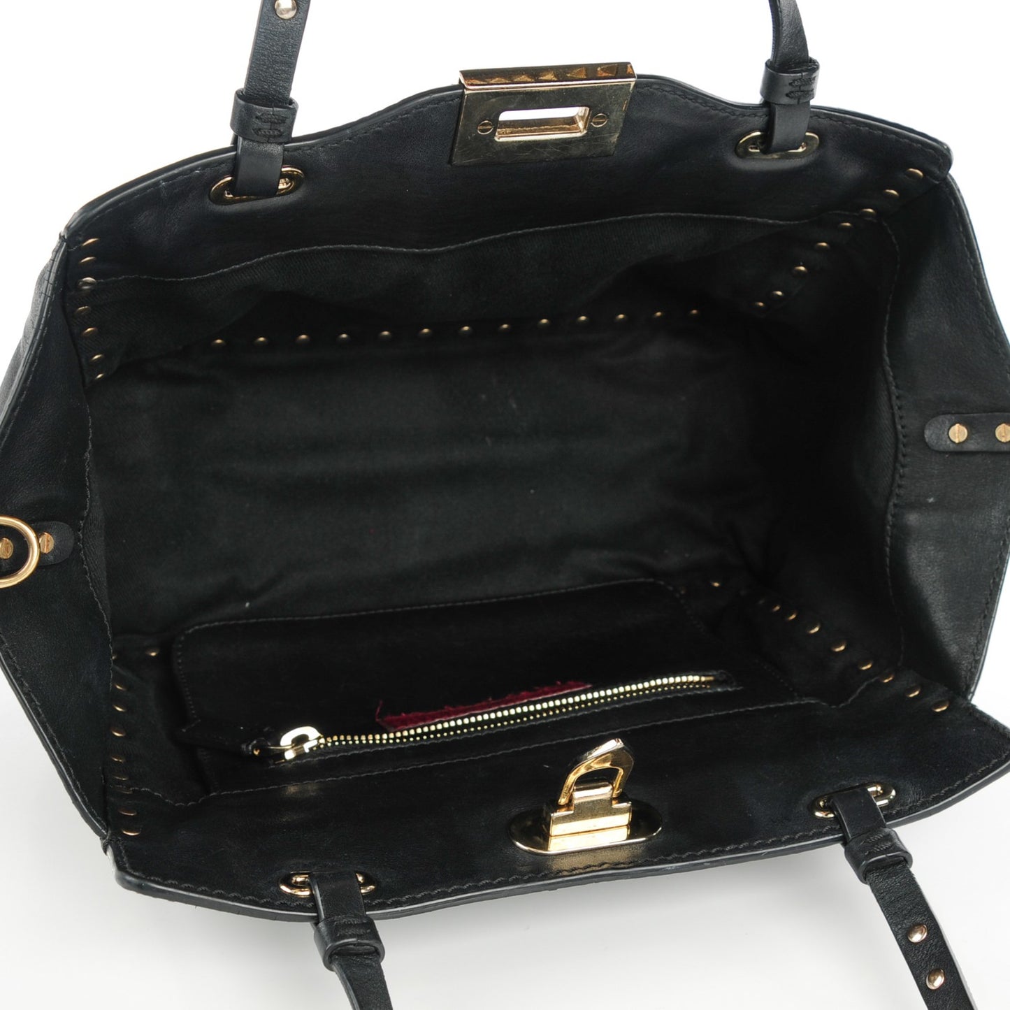 Vitello Small Rockstud Tote Black