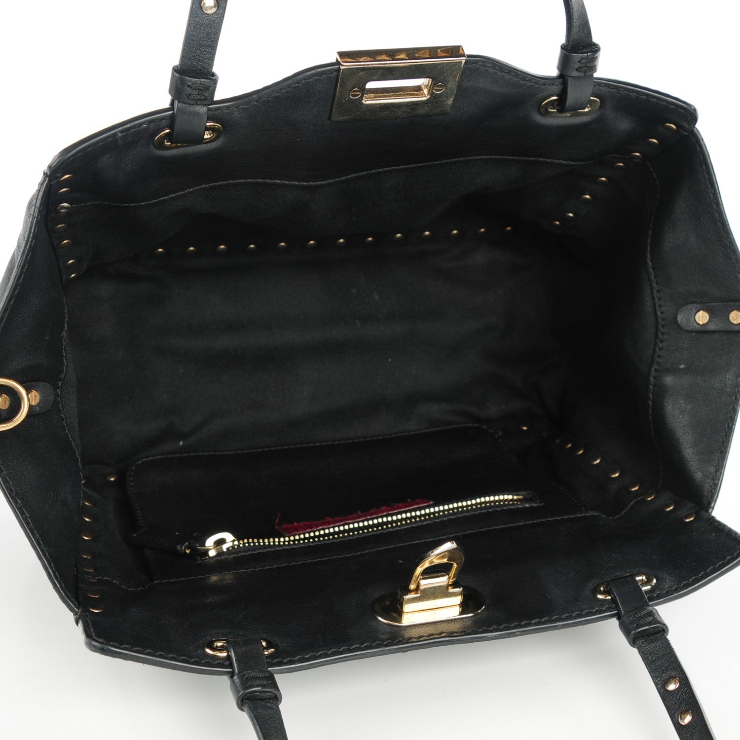 Valentino Garavani Vitello Small Rockstud Tote Black 5 of 7