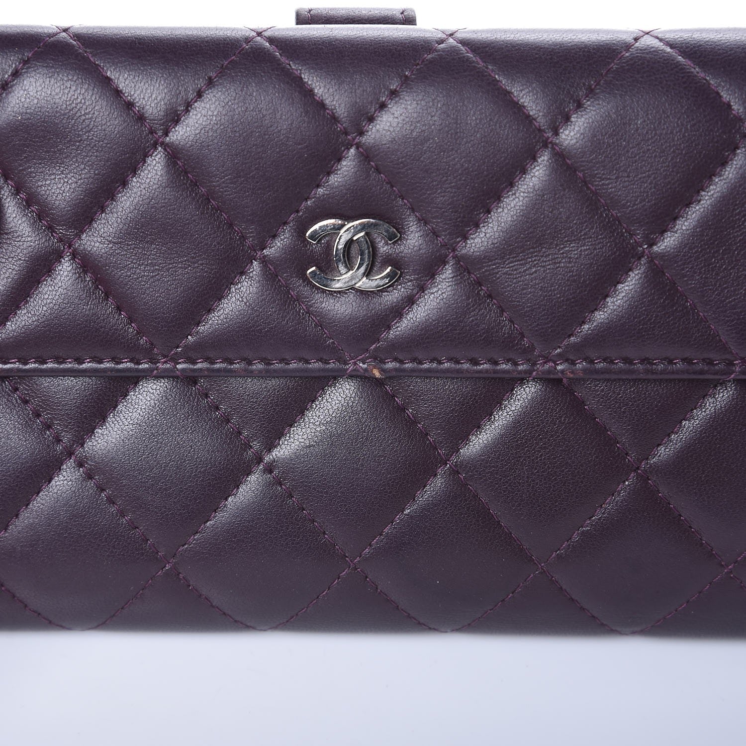 Chanel Lambskin Quilted Long Flap Wallet Prune 13 of 14