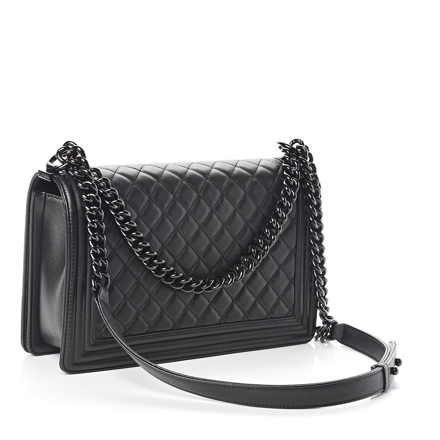 Chanel Iridescent Grained Lambskin Quilted New Medium Boy Flap So Black 3 of 10