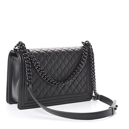Chanel Iridescent Grained Lambskin Quilted New Medium Boy Flap So Black 3 of 10