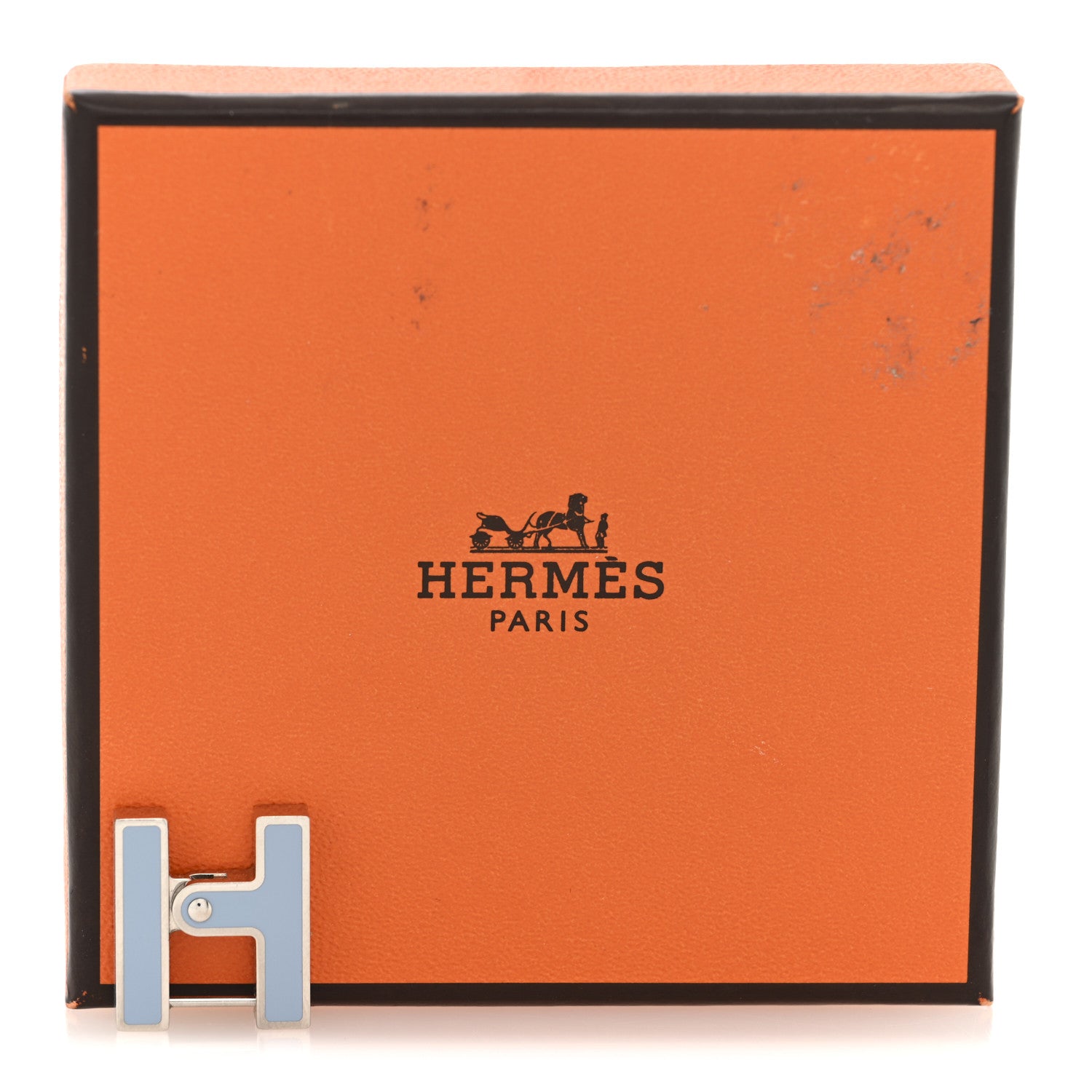 Hermes Palladium Habascule Single Earring Bleu Lin 5 of 5