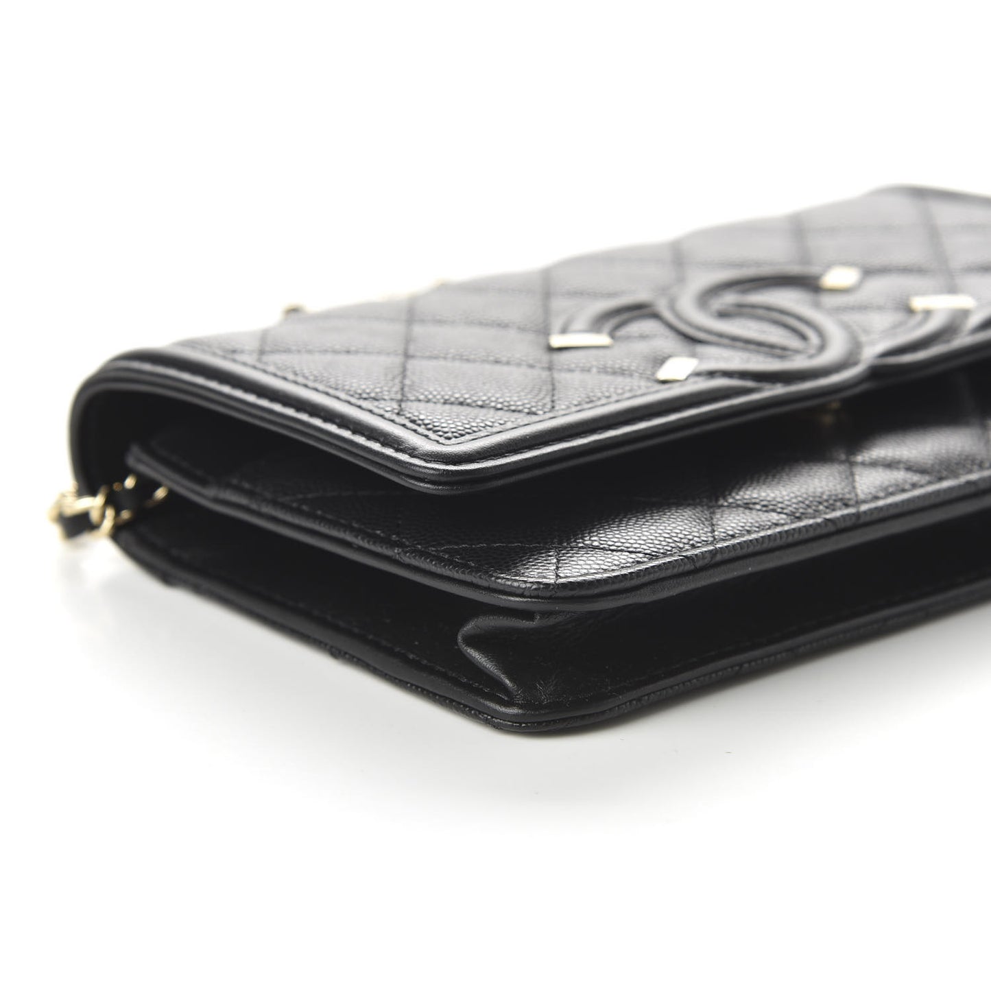 Caviar Quilted CC Filigree Wallet On Chain WOC Black