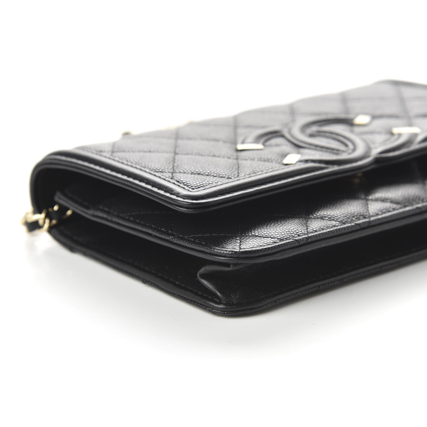 Chanel Caviar Quilted CC Filigree Wallet On Chain WOC Black 6 of 12