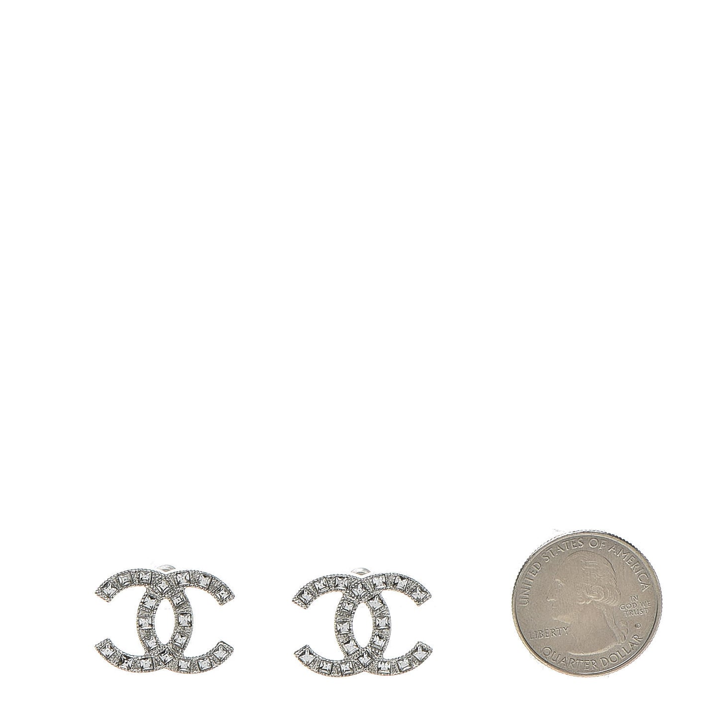Baguette Crystal CC Earrings Silver