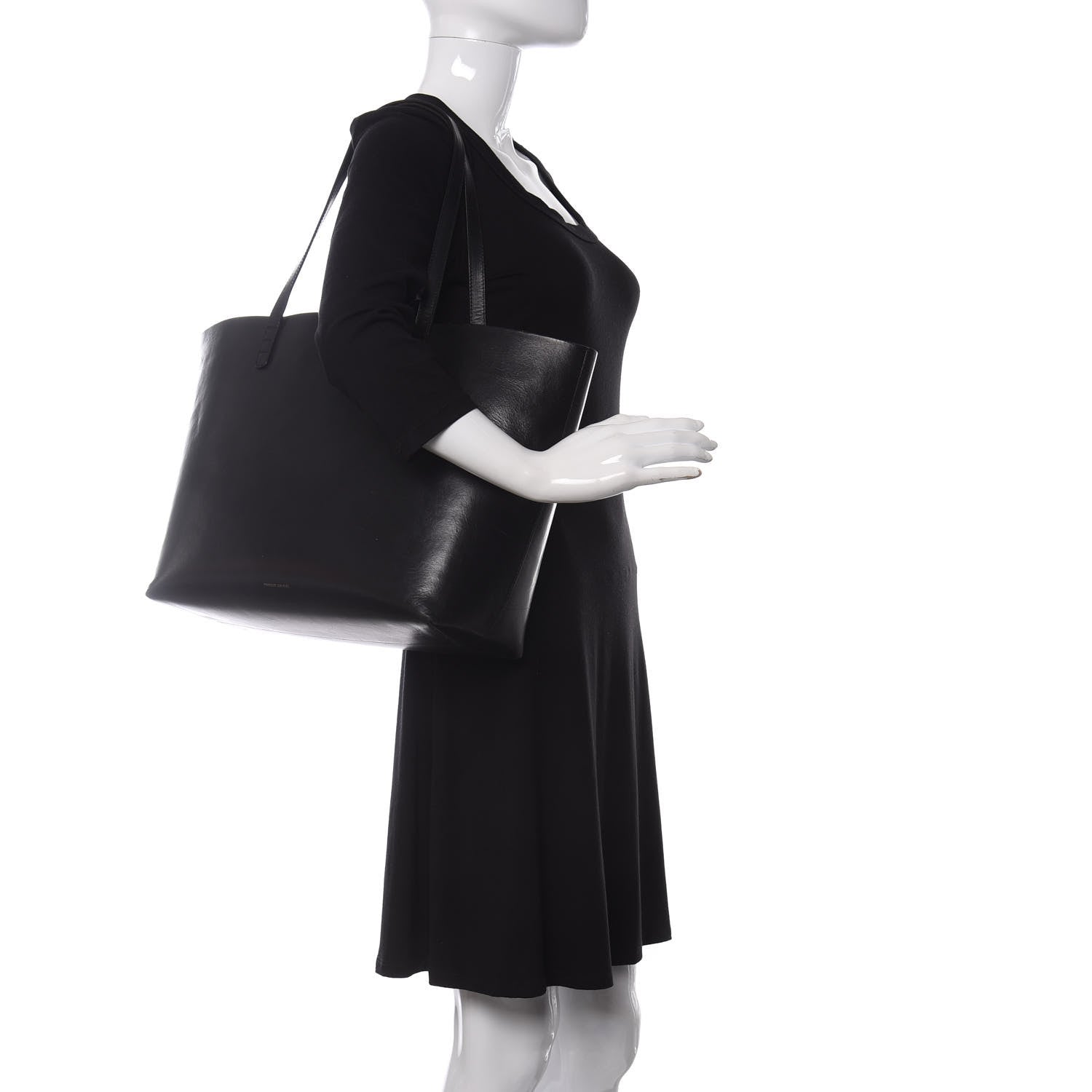 Mansur Gavriel Calfskin Large Shopping Tote Black Royal 2 of 12