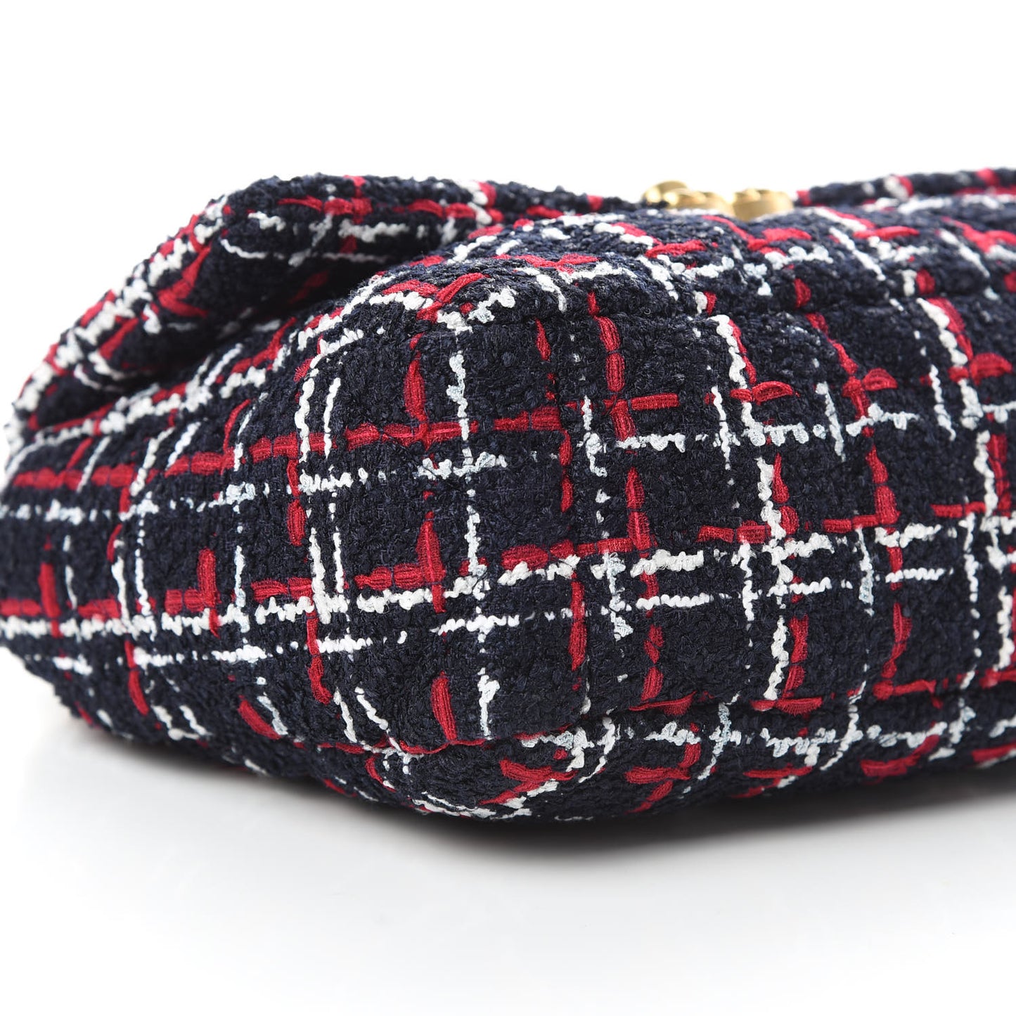 Tweed Quilted Medium 19 Flap Navy Blue White Red