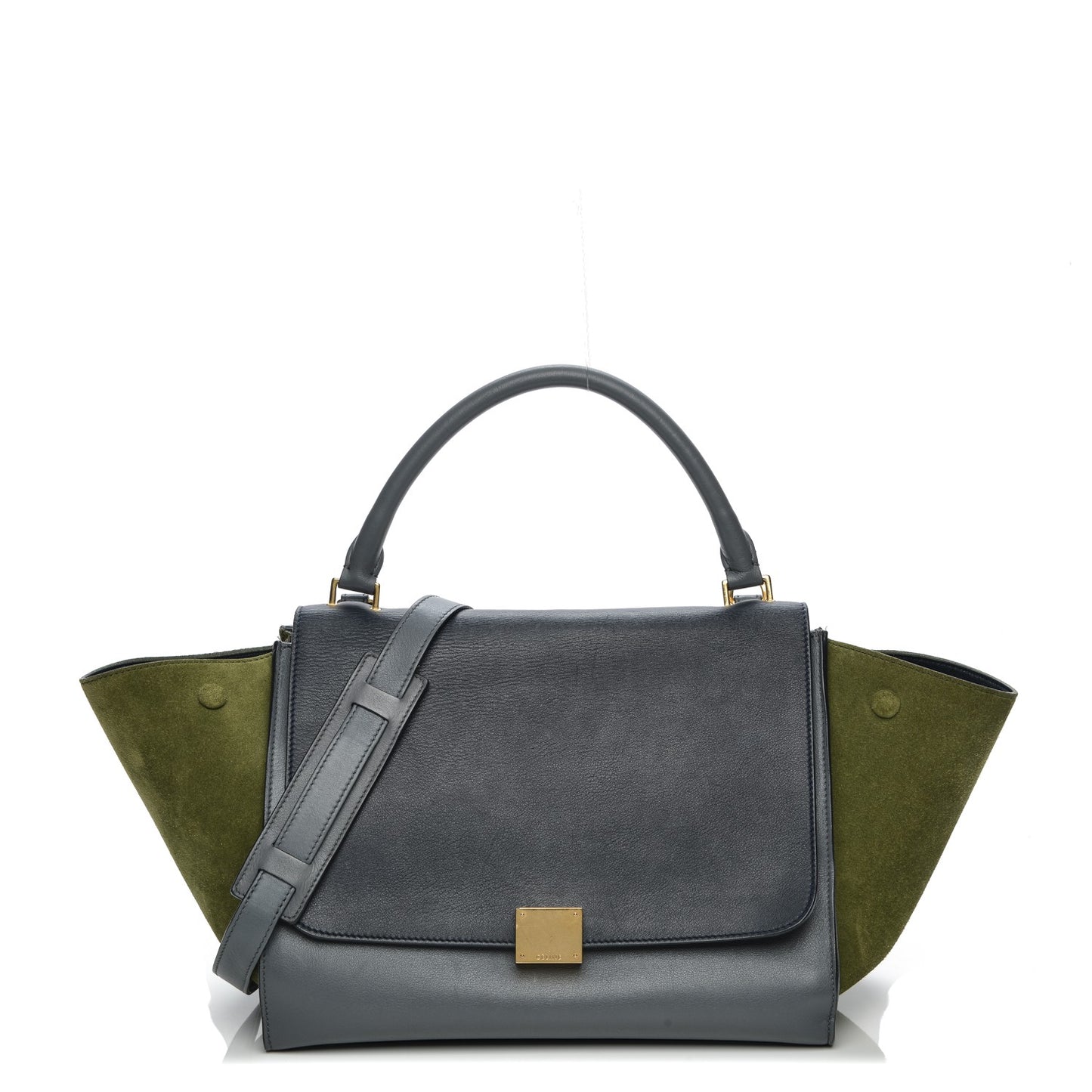Calfskin Suede Medium Tri-Color Trapeze Green