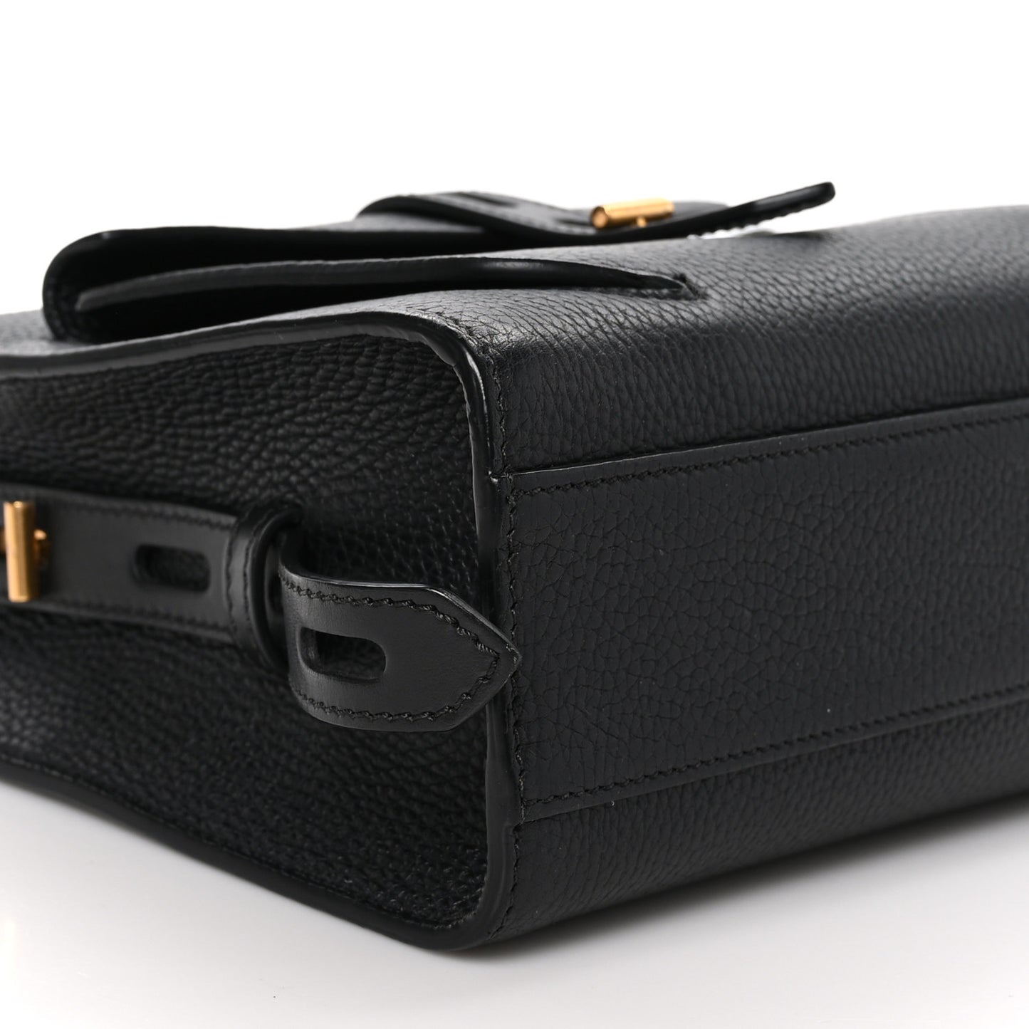 Calfskin Mini T Twist Top Handle Bag Black