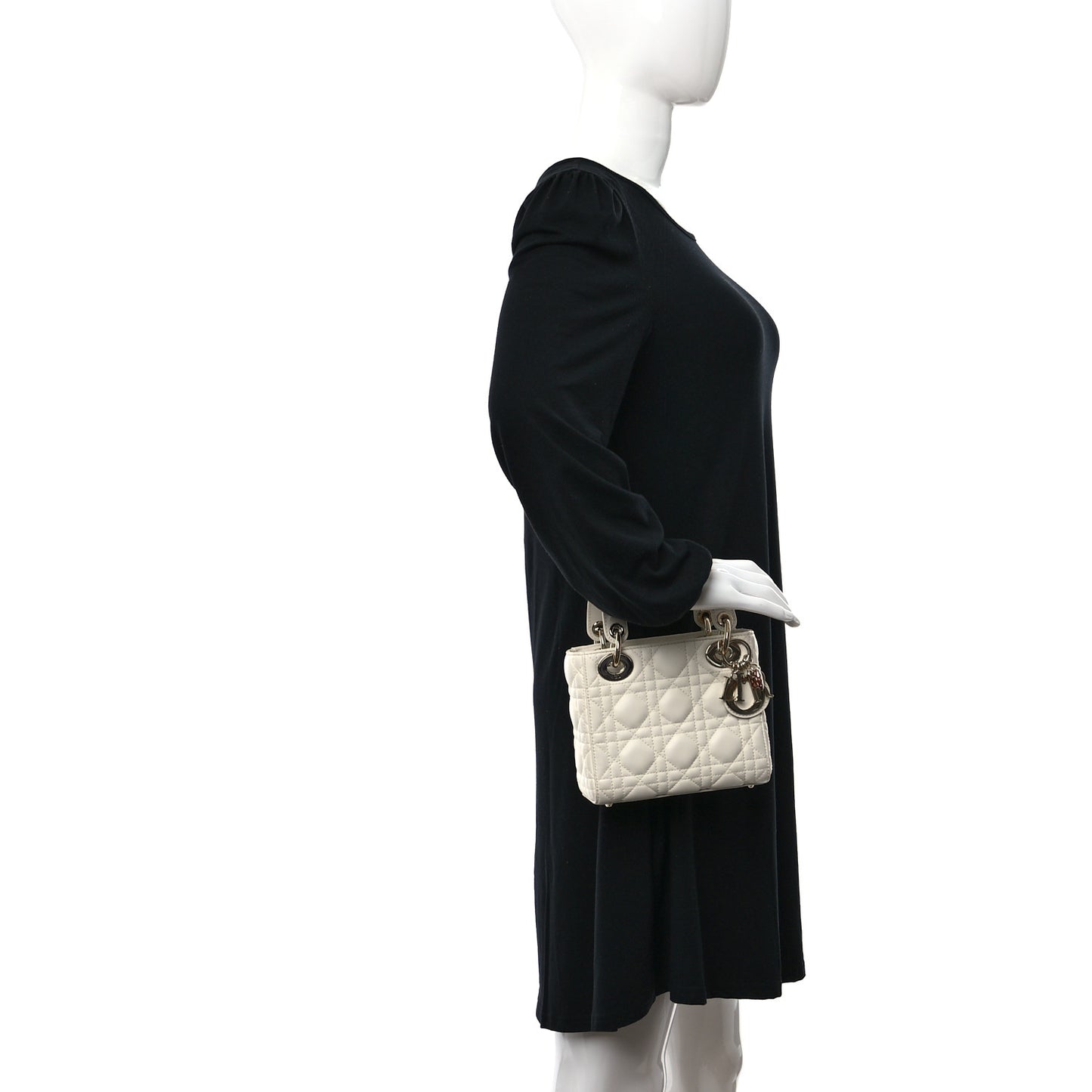 Lambskin Cannage DiorAmour Mini Lady Dior White